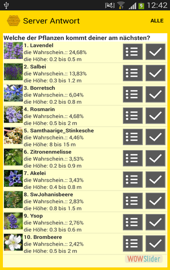 Response from server