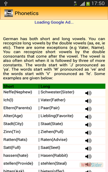 Phonetics jquery slider