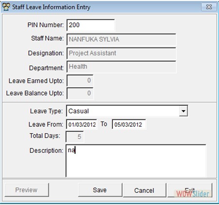 Staff Leave Staff Leave
